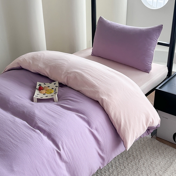 91家纺网 家纺一手货源 找家纺 南通菲度家纺 2025新款超柔皱皱水洗棉学生宿舍四件套 香芋奶粉