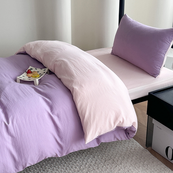 91家纺网 家纺一手货源 找家纺 南通菲度家纺 2025新款超柔皱皱水洗棉学生宿舍四件套 香芋奶粉