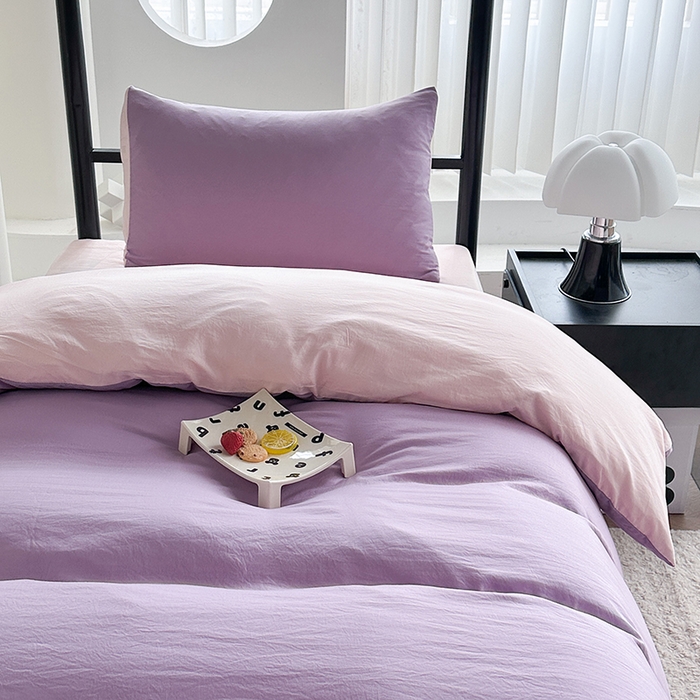 91家纺网 家纺一手货源 找家纺 南通菲度家纺 2025新款超柔皱皱水洗棉学生宿舍四件套 香芋奶粉