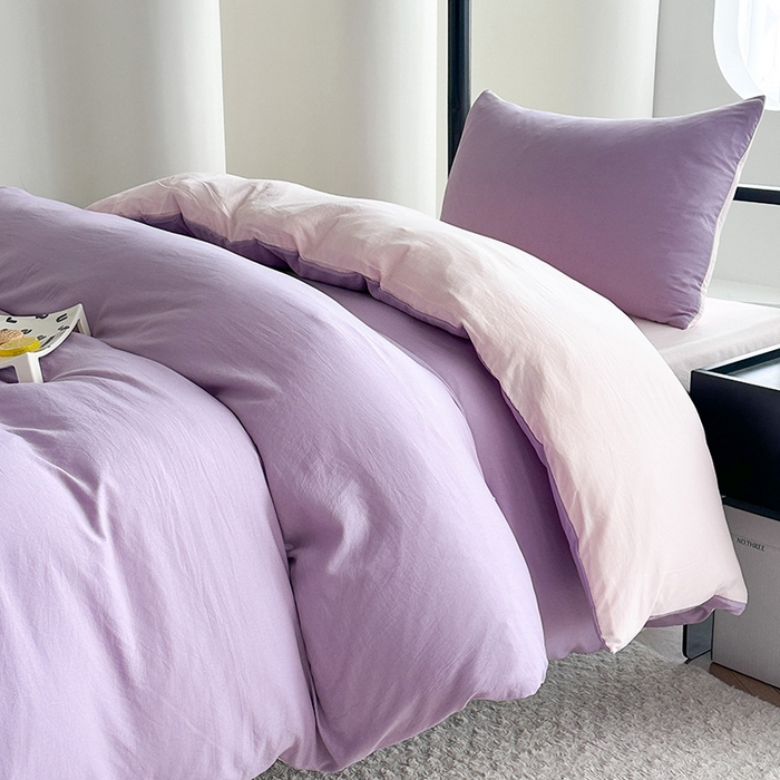 91家纺网 家纺一手货源 找家纺 南通菲度家纺 2025新款超柔皱皱水洗棉学生宿舍四件套 香芋奶粉