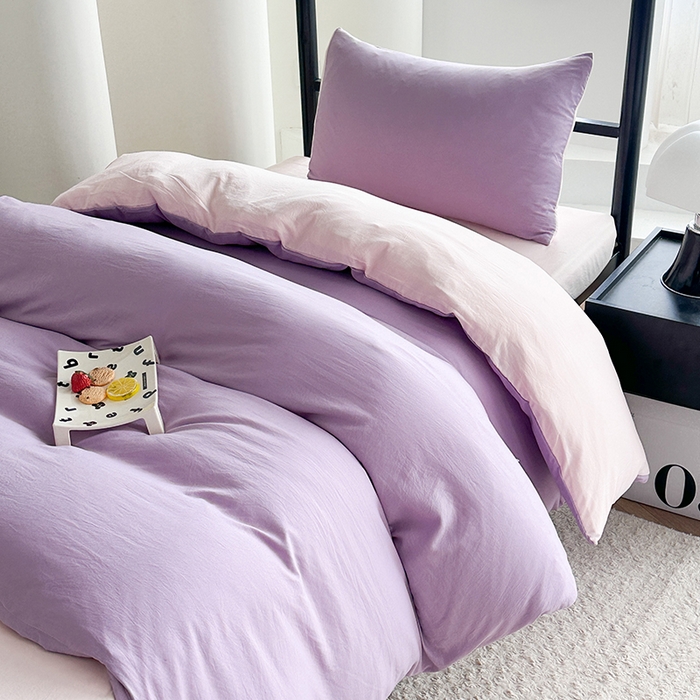 91家纺网 家纺一手货源 找家纺 南通菲度家纺 2025新款超柔皱皱水洗棉学生宿舍四件套 香芋奶粉