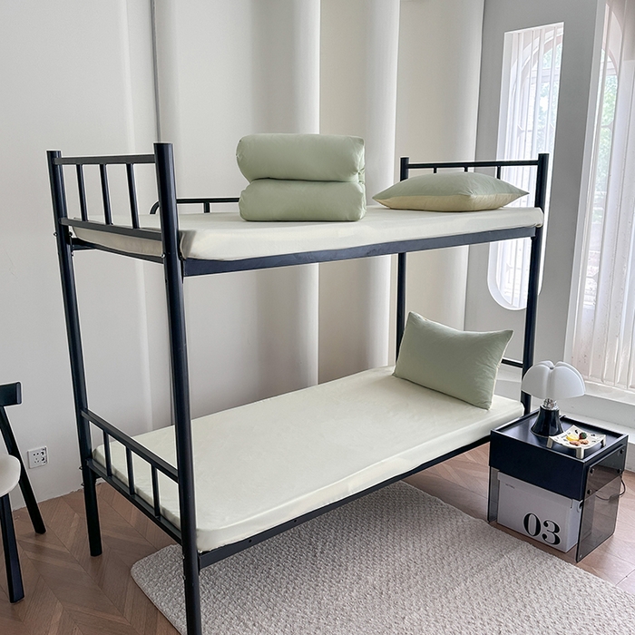 91家纺网 家纺一手货源 找家纺 南通菲度家纺 2025新款超柔皱皱水洗棉学生宿舍四件套 芝士奶绿