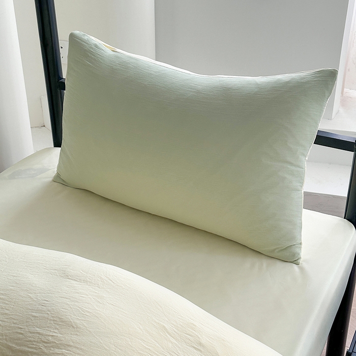 91家纺网 家纺一手货源 找家纺 南通菲度家纺 2025新款超柔皱皱水洗棉学生宿舍四件套 芝士奶绿