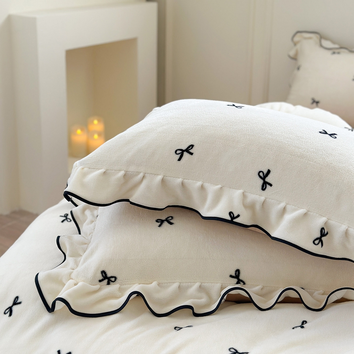 91家纺网 家纺一手货源 找家纺 （总）优悦生活馆 2025新款花边款牛奶绒四件套-芙然