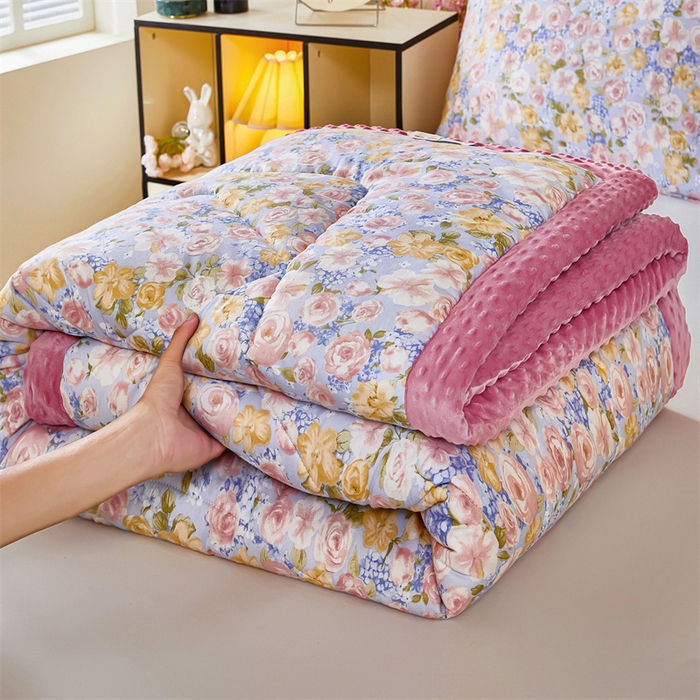 91家纺网 家纺一手货源 找家纺 黛妮雅2025新款全棉豆豆绒春秋被学生单双人被子被芯冬被（提供买家秀）曼塔香