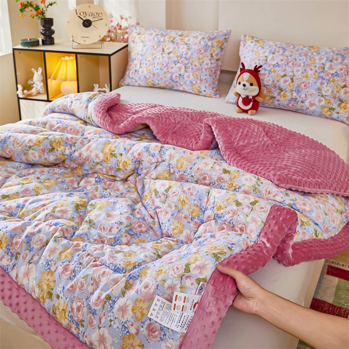 91家纺网 家纺一手货源 找家纺 黛妮雅2025新款全棉豆豆绒春秋被学生单双人被子被芯冬被（提供买家秀）曼塔香