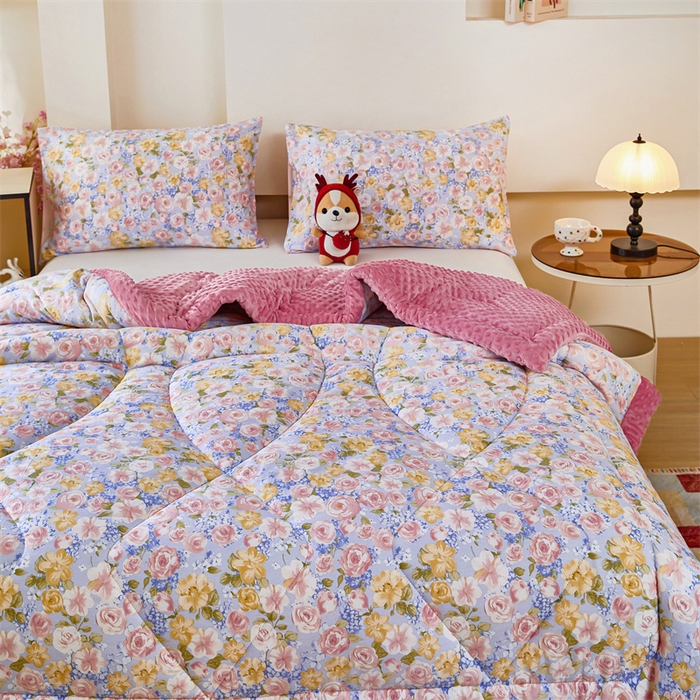 91家纺网 家纺一手货源 找家纺 黛妮雅2025新款全棉豆豆绒春秋被学生单双人被子被芯冬被（提供买家秀）曼塔香