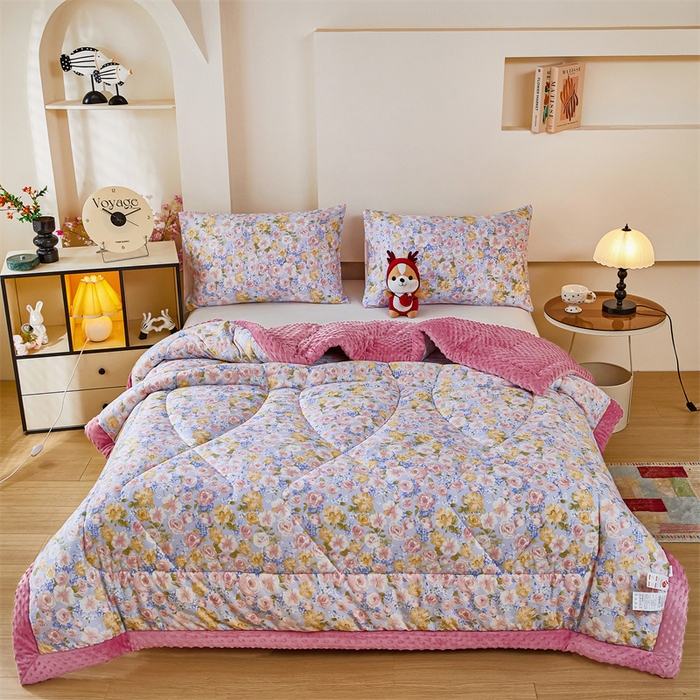 91家纺网 家纺一手货源 找家纺 黛妮雅2025新款全棉豆豆绒春秋被学生单双人被子被芯冬被（提供买家秀）曼塔香