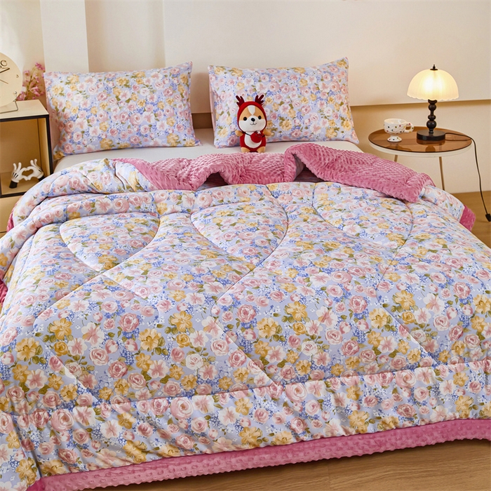 91家纺网 家纺一手货源 找家纺 黛妮雅2025新款全棉豆豆绒春秋被学生单双人被子被芯冬被（提供买家秀）曼塔香