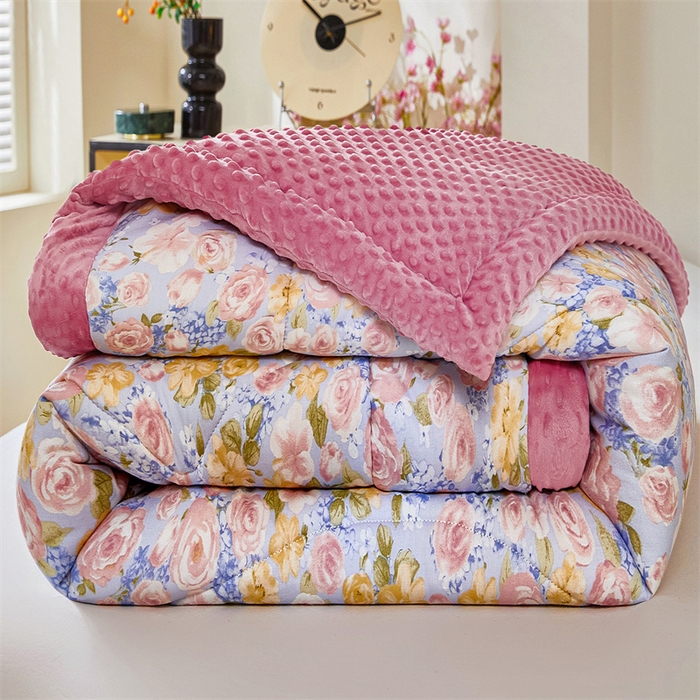 91家纺网 家纺一手货源 找家纺 黛妮雅2025新款全棉豆豆绒春秋被学生单双人被子被芯冬被（提供买家秀）曼塔香