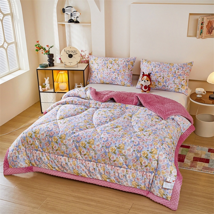 91家纺网 家纺一手货源 找家纺 黛妮雅2025新款全棉豆豆绒春秋被学生单双人被子被芯冬被（提供买家秀）曼塔香