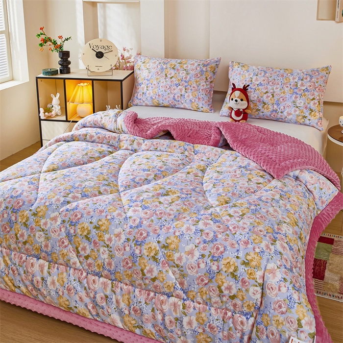 91家纺网 家纺一手货源 找家纺 黛妮雅2025新款全棉豆豆绒春秋被学生单双人被子被芯冬被（提供买家秀）曼塔香