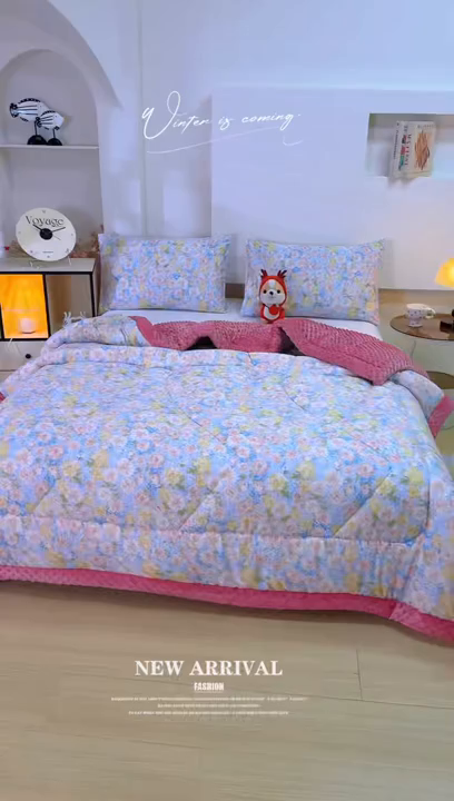 91家纺网 家纺一手货源 找家纺 黛妮雅2025新款全棉豆豆绒春秋被学生单双人被子被芯冬被（提供买家秀）曼塔香