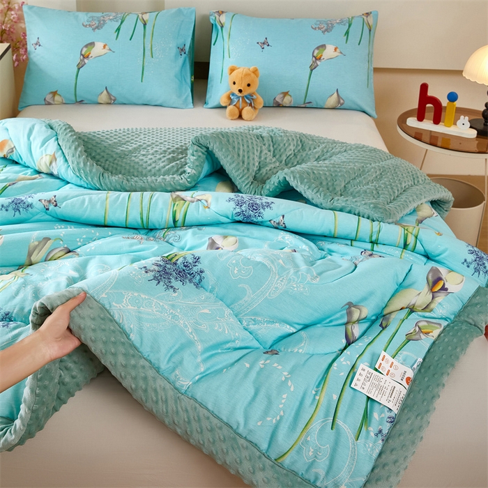 91家纺网 家纺一手货源 找家纺 黛妮雅2025新款全棉豆豆绒春秋被学生单双人被子被芯冬被（提供买家秀）梦百合