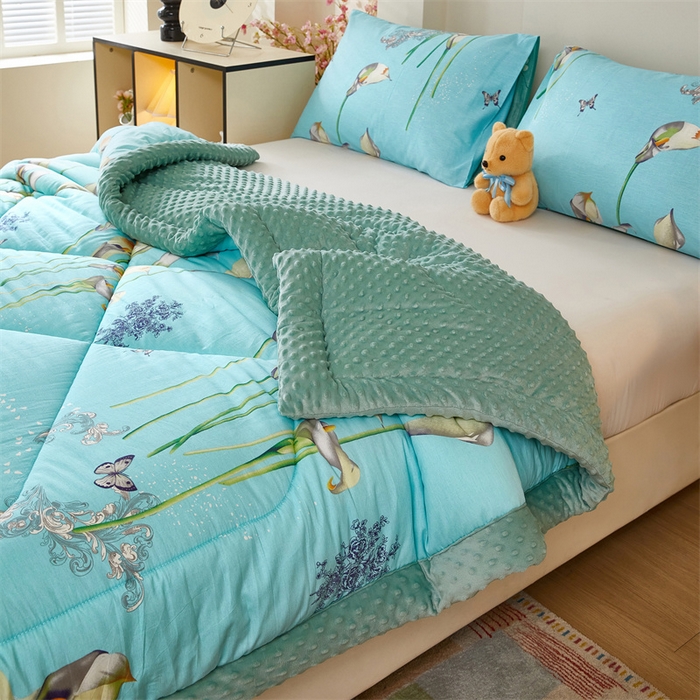 91家纺网 家纺一手货源 找家纺 黛妮雅2025新款全棉豆豆绒春秋被学生单双人被子被芯冬被（提供买家秀）梦百合