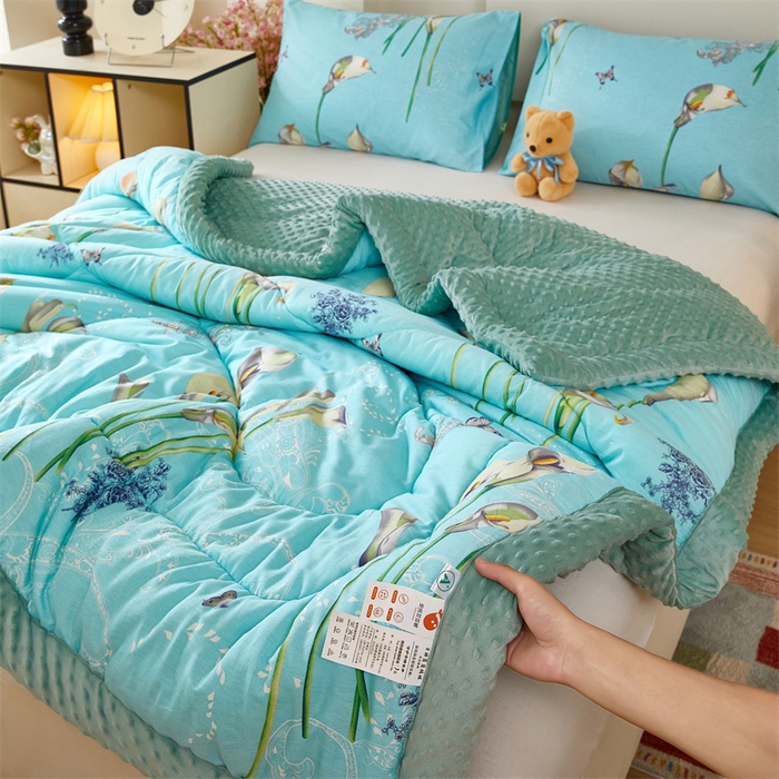 91家纺网 家纺一手货源 找家纺 黛妮雅2025新款全棉豆豆绒春秋被学生单双人被子被芯冬被（提供买家秀）梦百合