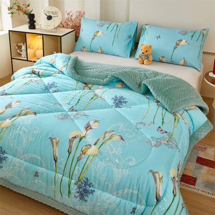 91家纺网 家纺一手货源 找家纺 黛妮雅2025新款全棉豆豆绒春秋被学生单双人被子被芯冬被（提供买家秀）梦百合