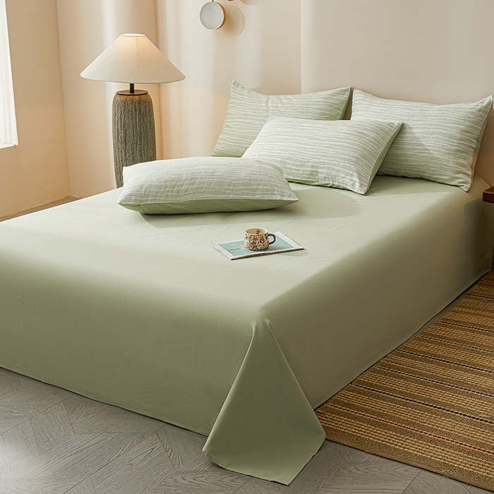 91家纺网 家纺一手货源 找家纺 莱茵家居 2025新款全棉三层纱厚织提花磨毛四件套 漫叙-芜青