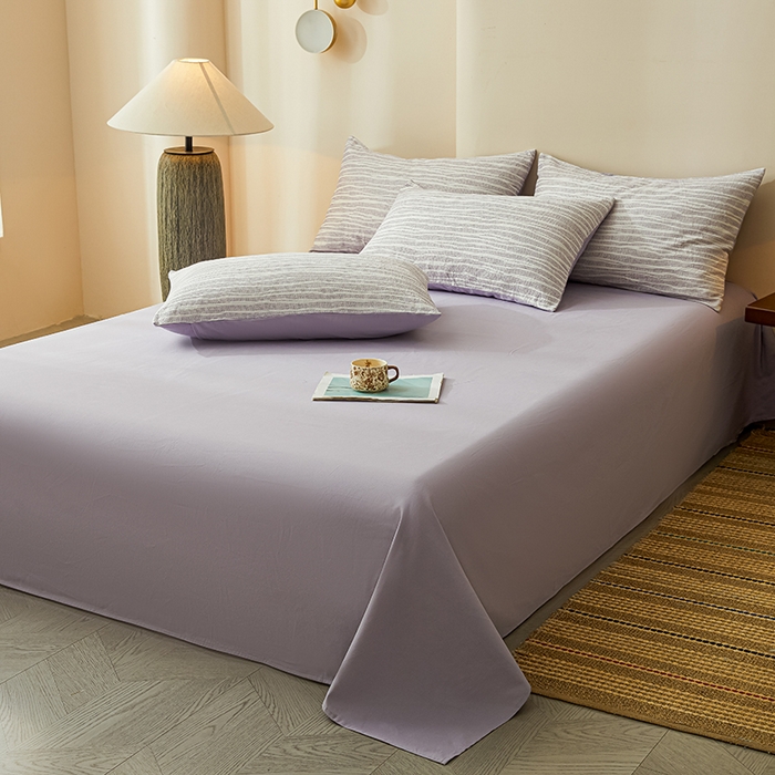 91家纺网 家纺一手货源 找家纺 莱茵家居 2025新款全棉三层纱厚织提花磨毛四件套 漫叙-鸢紫