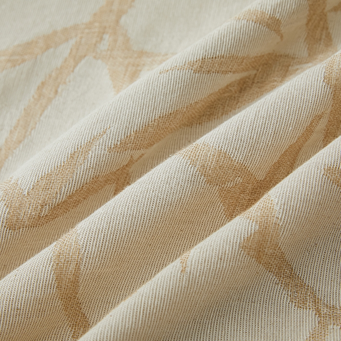 91家纺网 家纺一手货源 找家纺 莱茵家居 2025新款全棉三层纱厚织提花磨毛四件套 娑竹-木棕