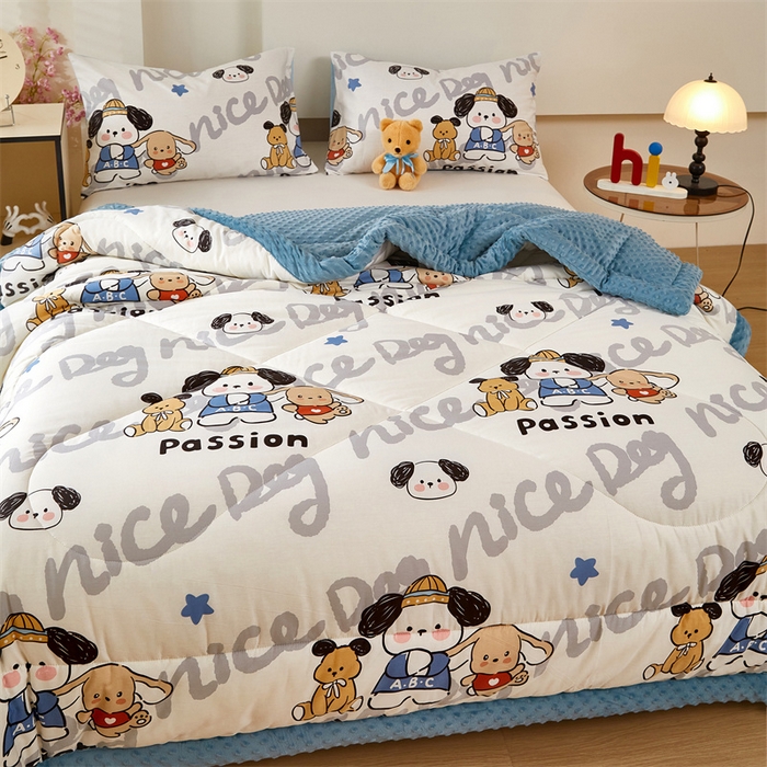 91家纺网 家纺一手货源 找家纺 黛妮雅2025新款全棉豆豆绒春秋被学生单双人被子被芯冬被（提供买家秀）萌嘟嘟