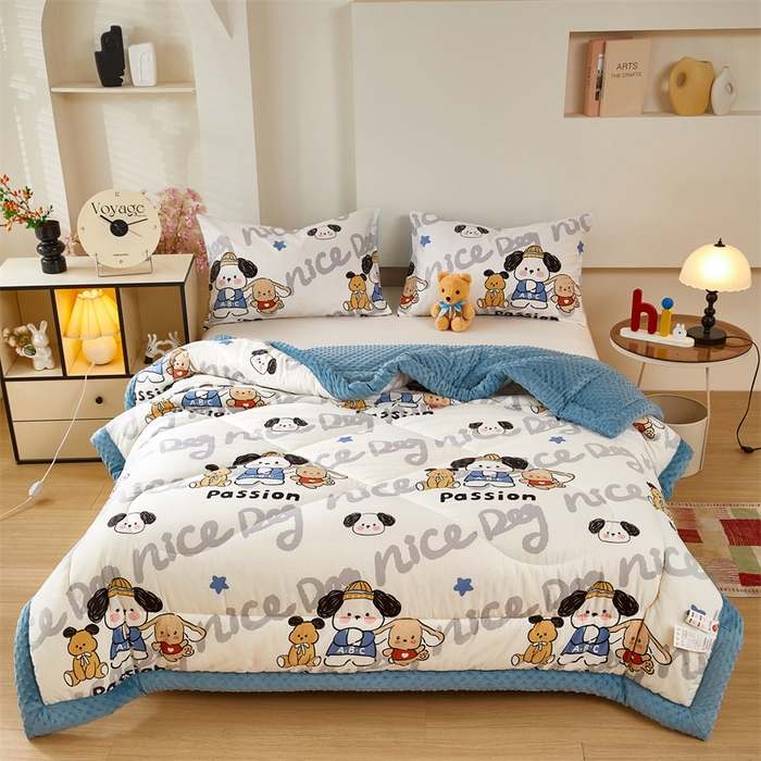 91家纺网 家纺一手货源 找家纺 黛妮雅2025新款全棉豆豆绒春秋被学生单双人被子被芯冬被（提供买家秀）萌嘟嘟