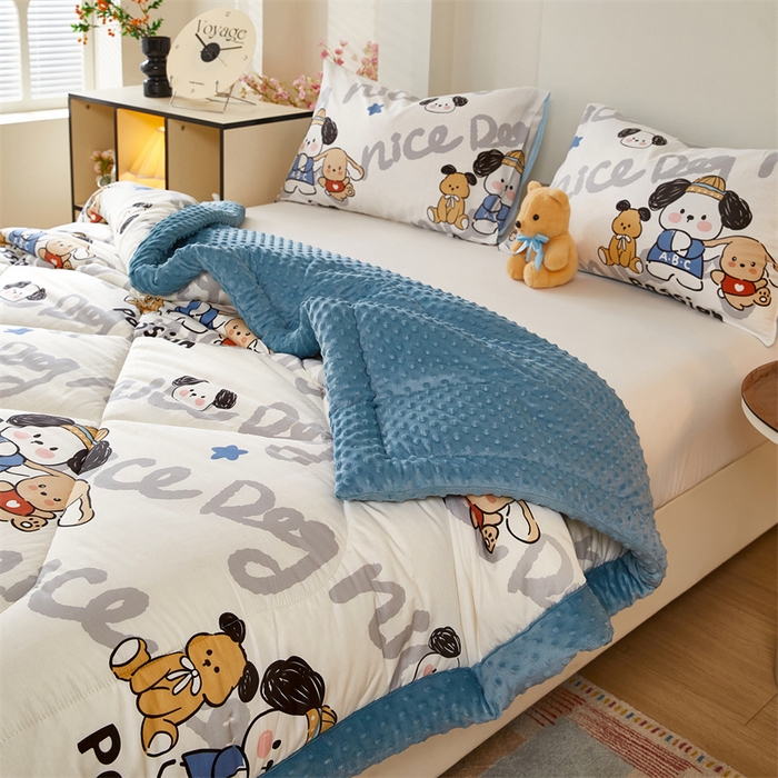 91家纺网 家纺一手货源 找家纺 黛妮雅2025新款全棉豆豆绒春秋被学生单双人被子被芯冬被（提供买家秀）萌嘟嘟