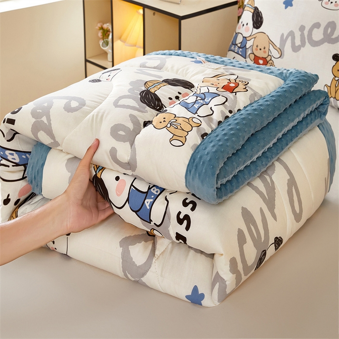 91家纺网 家纺一手货源 找家纺 黛妮雅2025新款全棉豆豆绒春秋被学生单双人被子被芯冬被（提供买家秀）萌嘟嘟