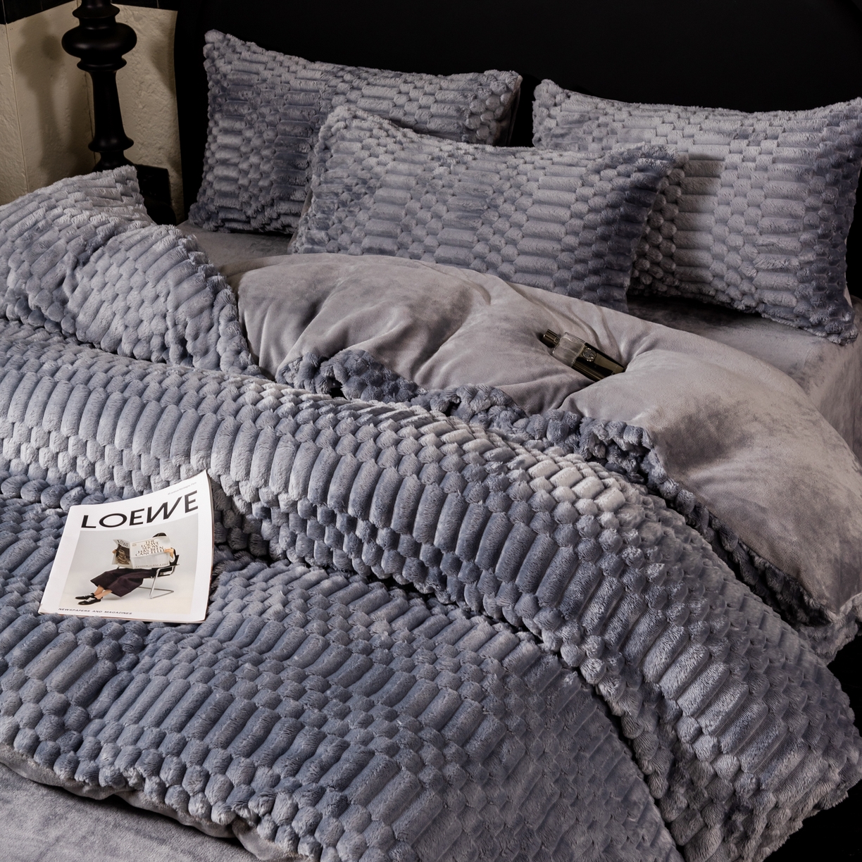 91家纺网 家纺一手货源 找家纺 潮邦创意家居 2025新款冬季提花奶芙绒牛奶绒四件套-暖绒奶芙系列 暖绒奶芙--星紫