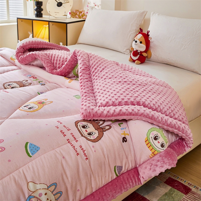 91家纺网 家纺一手货源 找家纺 黛妮雅2025新款全棉豆豆绒春秋被学生单双人被子被芯冬被（提供买家秀）拉布布