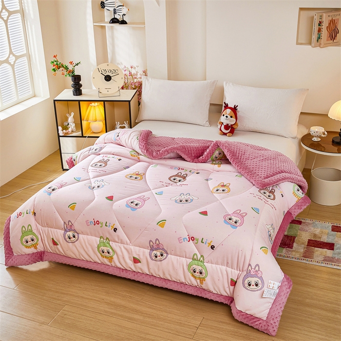 91家纺网 家纺一手货源 找家纺 黛妮雅2025新款全棉豆豆绒春秋被学生单双人被子被芯冬被（提供买家秀）拉布布