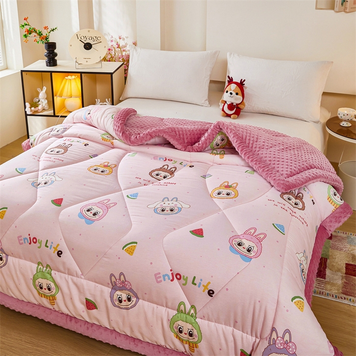 91家纺网 家纺一手货源 找家纺 黛妮雅2025新款全棉豆豆绒春秋被学生单双人被子被芯冬被（提供买家秀）拉布布