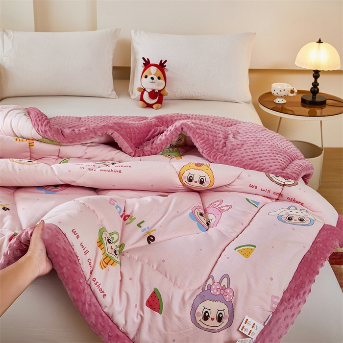 91家纺网 家纺一手货源 找家纺 黛妮雅2025新款全棉豆豆绒春秋被学生单双人被子被芯冬被（提供买家秀）拉布布