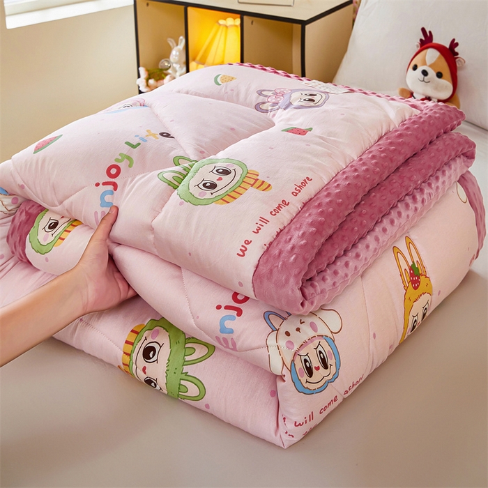 91家纺网 家纺一手货源 找家纺 黛妮雅2025新款全棉豆豆绒春秋被学生单双人被子被芯冬被（提供买家秀）拉布布