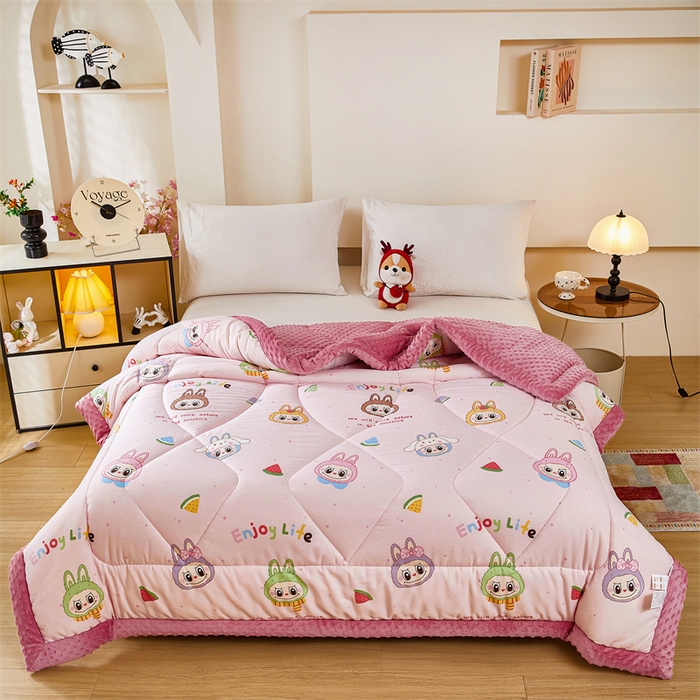 91家纺网 家纺一手货源 找家纺 黛妮雅2025新款全棉豆豆绒春秋被学生单双人被子被芯冬被（提供买家秀）拉布布