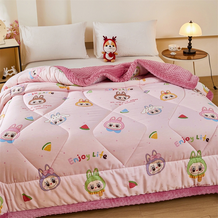 91家纺网 家纺一手货源 找家纺 黛妮雅2025新款全棉豆豆绒春秋被学生单双人被子被芯冬被（提供买家秀）拉布布