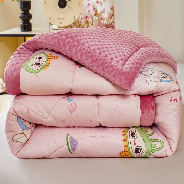 91家纺网 家纺一手货源 找家纺 黛妮雅2025新款全棉豆豆绒春秋被学生单双人被子被芯冬被（提供买家秀）拉布布