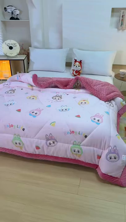 91家纺网 家纺一手货源 找家纺 黛妮雅2025新款全棉豆豆绒春秋被学生单双人被子被芯冬被（提供买家秀）拉布布