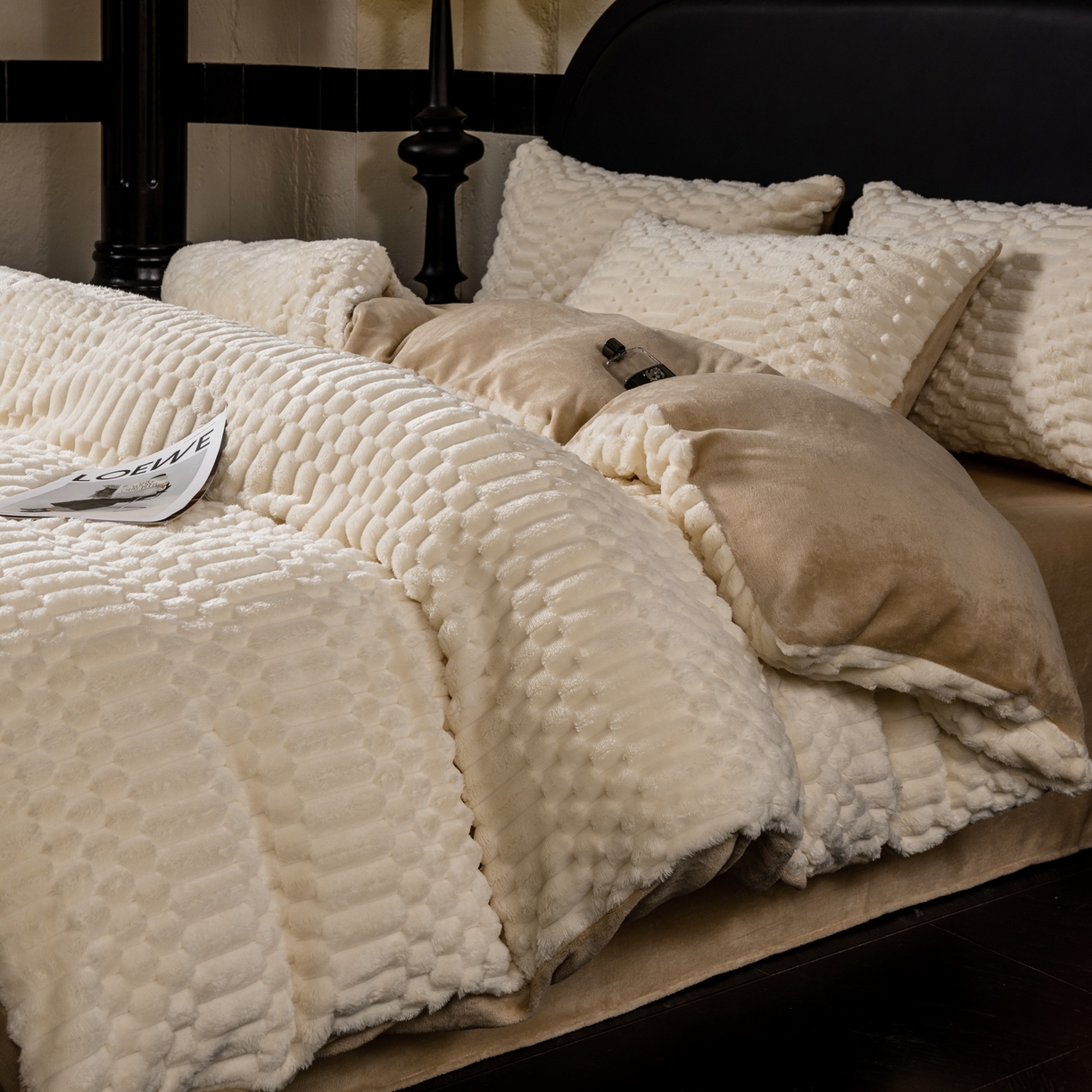 91家纺网 家纺一手货源 找家纺 潮邦创意家居 2025新款冬季提花奶芙绒牛奶绒四件套-暖绒奶芙系列 暖绒奶芙-米咖