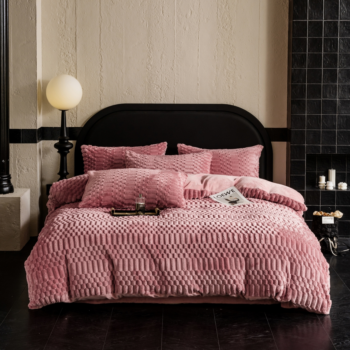 91家纺网 家纺一手货源 找家纺 潮邦创意家居 2025新款冬季提花奶芙绒牛奶绒四件套-暖绒奶芙系列 暖绒奶芙-粉色