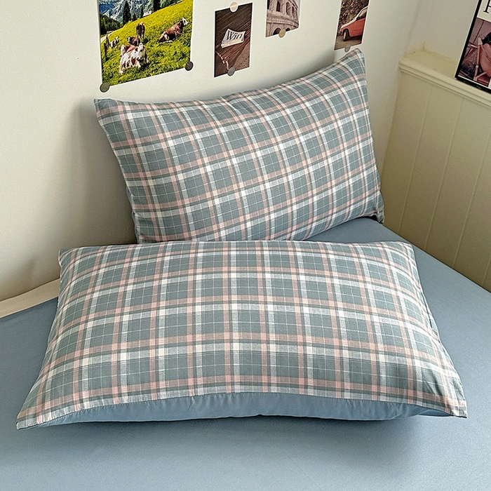 91家纺网 家纺一手货源 找家纺 南通菲度家纺 2025新款ins博主风软糯糯亲肤印花热款纯色格子无印风水洗棉时尚四件套 安卡拉