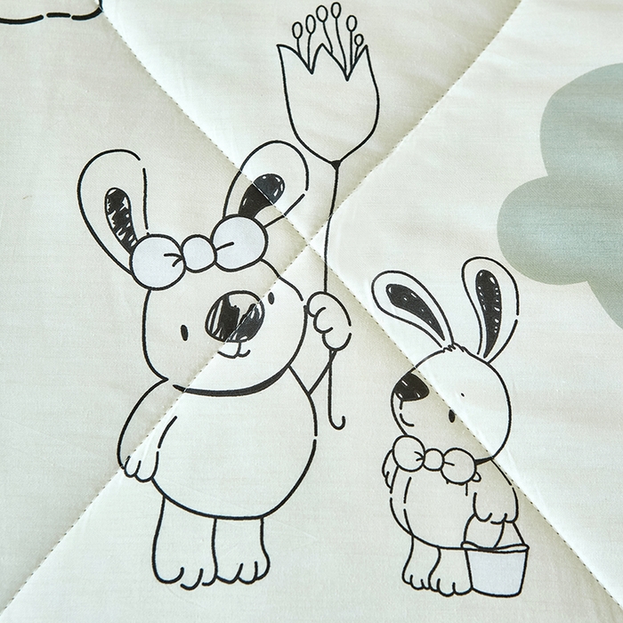 91家纺网 家纺一手货源 找家纺 黛妮雅2025新款全棉豆豆绒春秋被学生单双人被子被芯冬被（提供买家秀）月亮兔