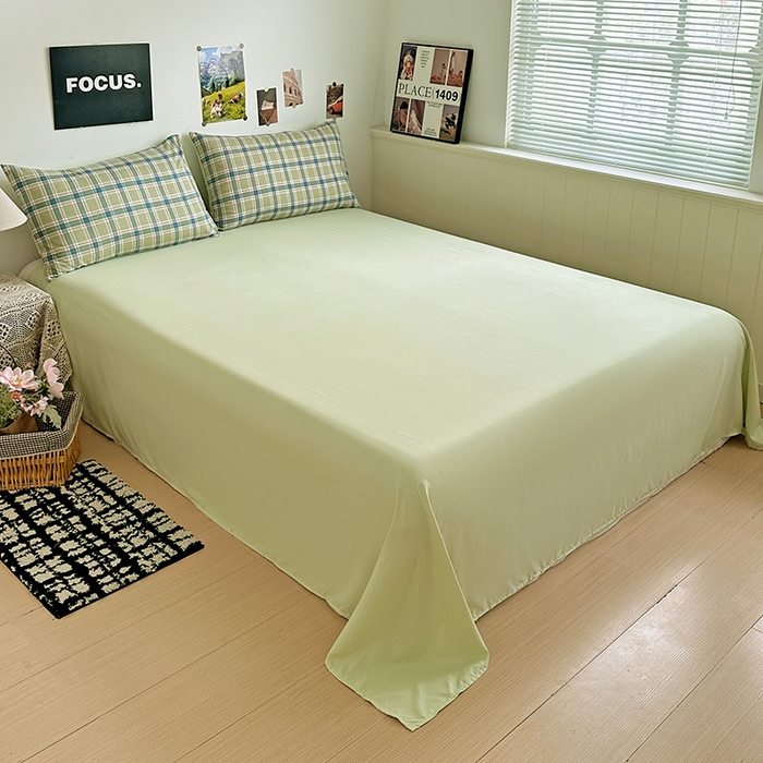 91家纺网 家纺一手货源 找家纺 南通菲度家纺 2025新款ins博主风软糯糯亲肤印花热款纯色格子无印风水洗棉时尚四件套 奥兰多