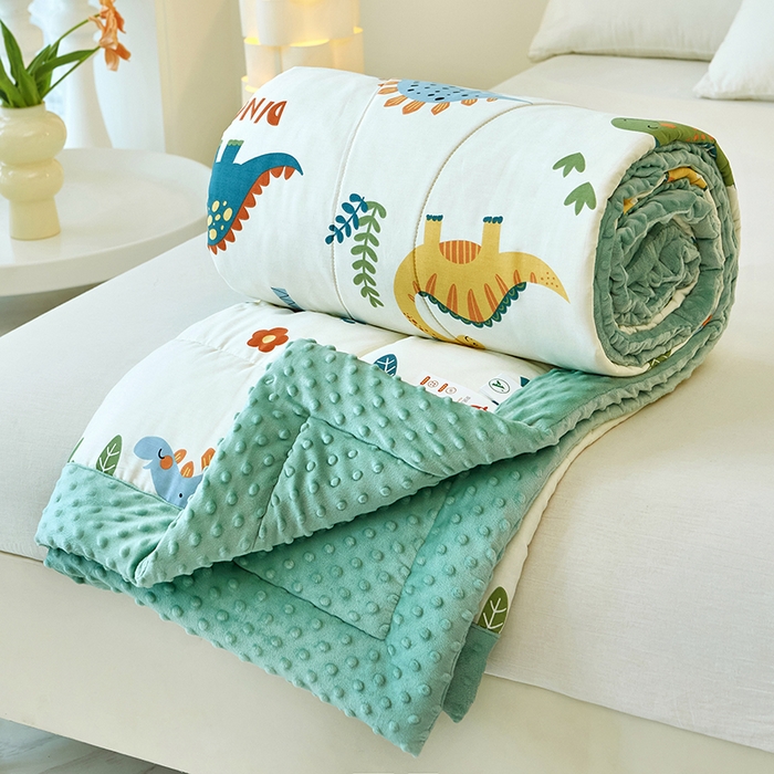 91家纺网 家纺一手货源 找家纺 黛妮雅2025新款全棉豆豆绒春秋被学生单双人被子被芯冬被（提供买家秀）恐龙谷