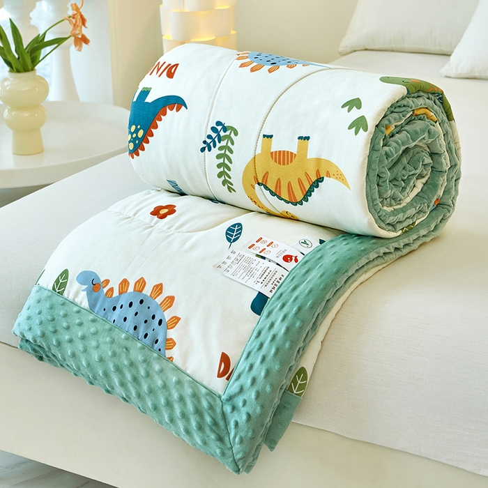 91家纺网 家纺一手货源 找家纺 黛妮雅2025新款全棉豆豆绒春秋被学生单双人被子被芯冬被（提供买家秀）恐龙谷