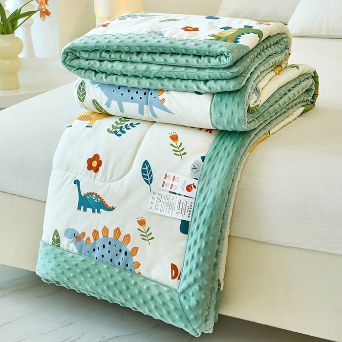 91家纺网 家纺一手货源 找家纺 黛妮雅2025新款全棉豆豆绒春秋被学生单双人被子被芯冬被（提供买家秀）恐龙谷