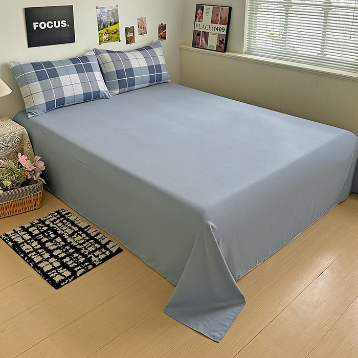 91家纺网 家纺一手货源 找家纺 南通菲度家纺 2025新款ins博主风软糯糯亲肤印花热款纯色格子无印风水洗棉时尚四件套 柏林