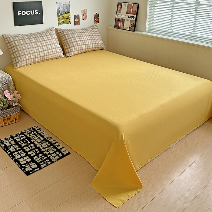 91家纺网 家纺一手货源 找家纺 南通菲度家纺 2025新款ins博主风软糯糯亲肤印花热款纯色格子无印风水洗棉时尚四件套 比利时