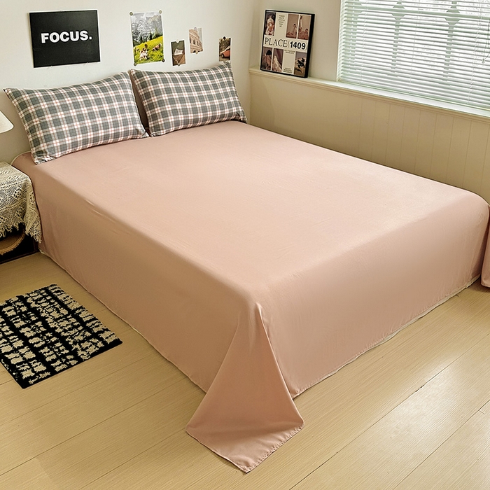 91家纺网 家纺一手货源 找家纺 南通菲度家纺 2025新款ins博主风软糯糯亲肤印花热款纯色格子无印风水洗棉时尚四件套 开罗