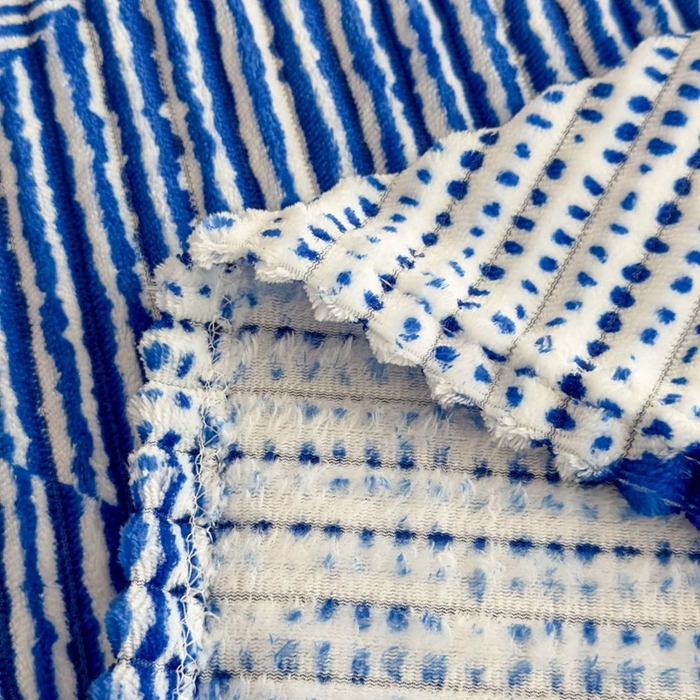 91家纺网 家纺一手货源 找家纺 璐维斯 2025新款菱形格抽条印花毛毯跨境外贸专供 菱形蓝格